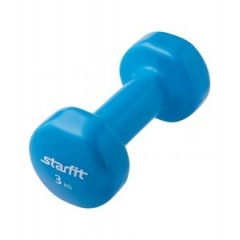 Гантель для фитнеса StarFit виниловая, 3 кг., синяя в СПб по цене 2625 ₽