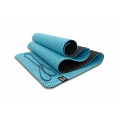 Мат для йоги Original FitTools 6 мм двухслойный перфорированный голубой FT-YGM6-3DT-SKYBLUE в СПб по цене 2190 ₽