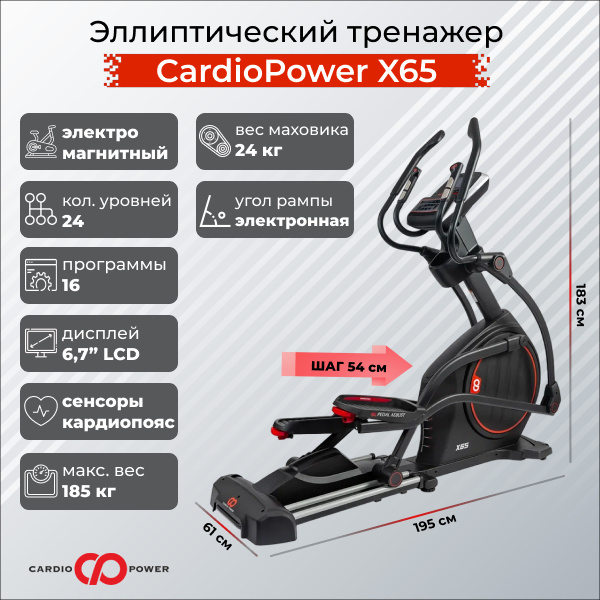 CardioPower X65 из каталога эллиптических тренажеров с передним приводом в Санкт-Петербурге по цене 169900 ₽