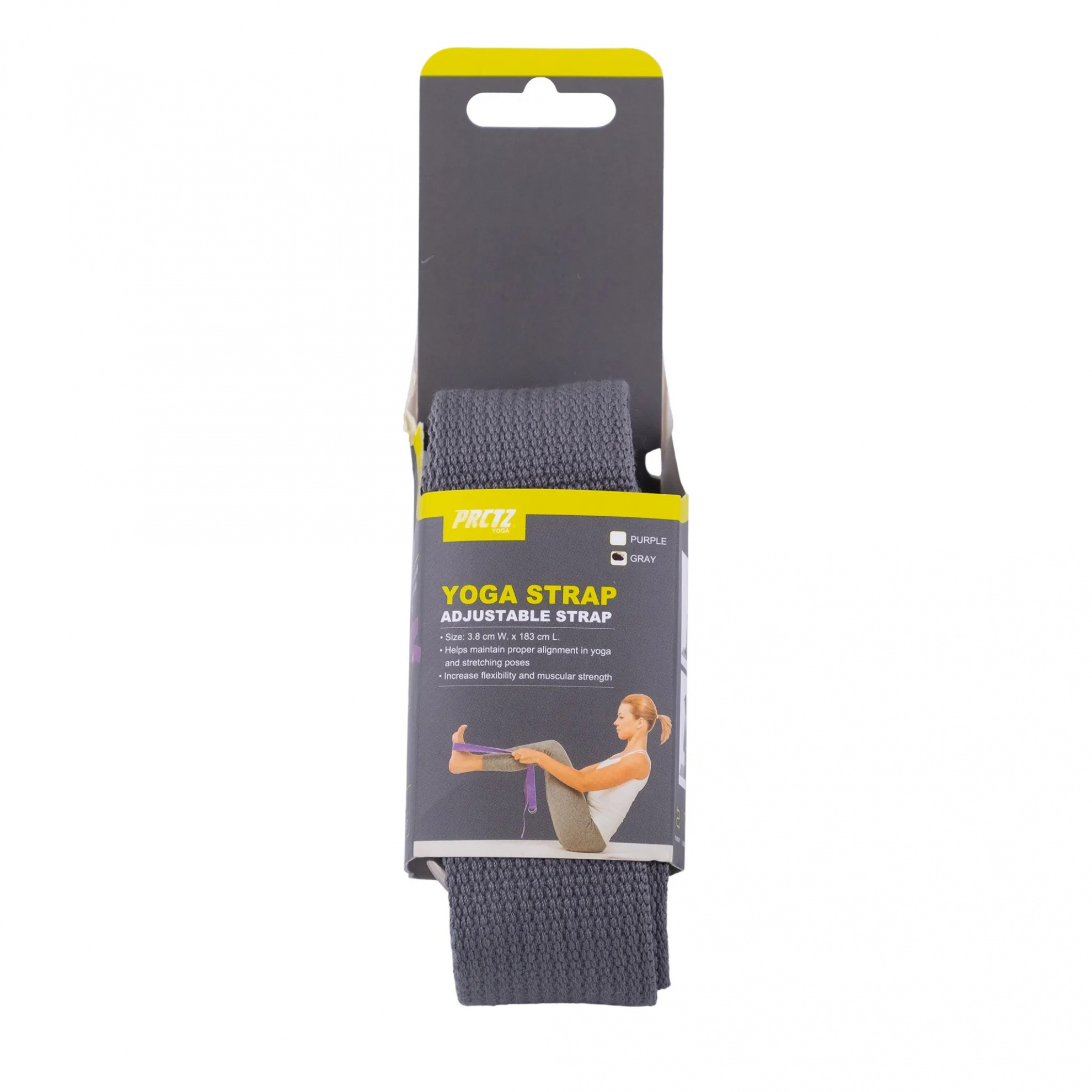 Ремень-стяжка для йоги PRCTZ с металлическим карабином Yoga Strap, серый