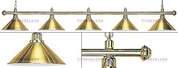 Weekend Лампа на пять плафонов «Elegance» (золотистая штанга, золотистый плафон D35см) из каталога ламп/светильников на пять плафонов в Санкт-Петербурге по цене 17450 ₽