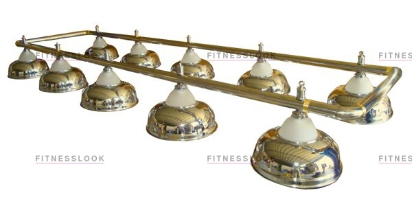 Weekend Лампа на десять плафонов «Crown» (серебрянная штанга, золотистый плафон D38см) из каталога ламп/светильников на десять плафонов в Санкт-Петербурге по цене 35175 ₽