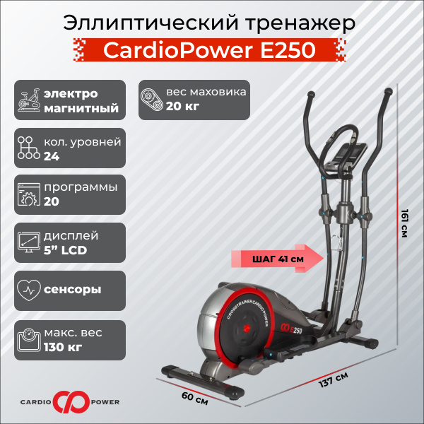 CardioPower E250 из каталога эллиптических тренажеров с длиной шага от 40 см в Санкт-Петербурге по цене 39900 ₽