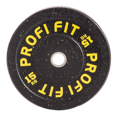 Profi Fit бамперный черный 15 кг из каталога дисков для штанги с посадочным диаметром 50 мм. в Санкт-Петербурге по цене 11450 ₽