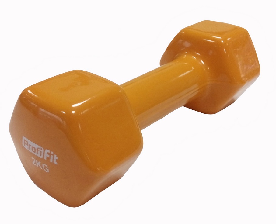 Гантель для фитнеса Profi Fit виниловая 2 кг, оранжевая