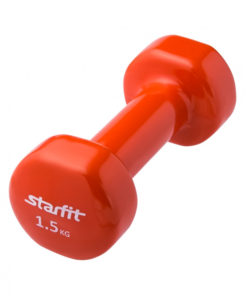 Гантель для фитнеса StarFit виниловая, 1.5 кг. оранжевая