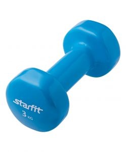 Гантель для фитнеса StarFit виниловая, 3 кг., синяя