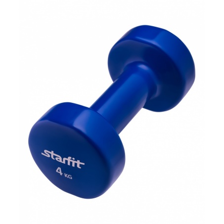 Гантель для фитнеса StarFit виниловая, 4 кг, темно-синяя