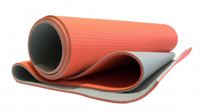 Коврик для йоги и фитнеса Original FitTools толщина 6 мм., серый/красный