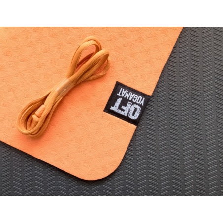 Мат для йоги Original FitTools 6 мм двухслойный оранжевый FT-YGM6-2LT-ORANGE-BK