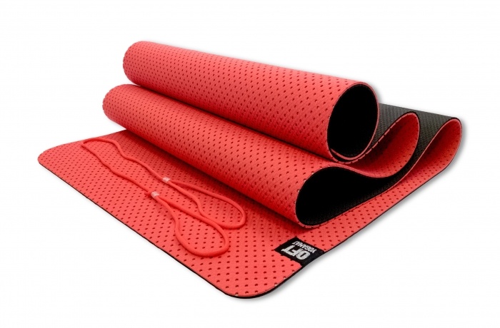 Мат для йоги Original FitTools 6 мм двухслойный перфорированный красный FT-YGM6-3DT-RED