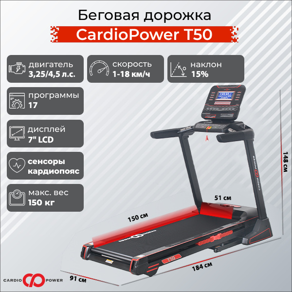 CardioPower T50 из каталога беговых дорожек в Санкт-Петербурге по цене 91900 ₽