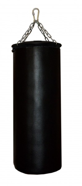 Подвесной боксерский мешок и груша Рокки 80х30 см 25 кг. кожа черный